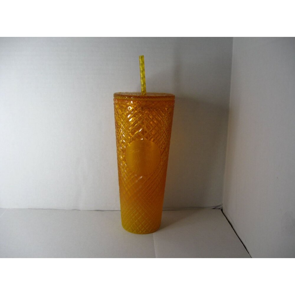 Starbucks Amber Diamond Textured Cold Cups With Lids & Straws